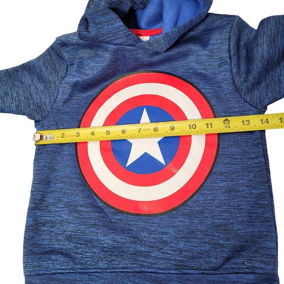 Marvel Avengers Captain America Classic Shield Kids Pullover Hoodie Blue Size 5 - Picture 6 of 8
